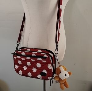 Lug Crossbody Roundabout Purse Red White Polka Dot Travel Handbag Organizer